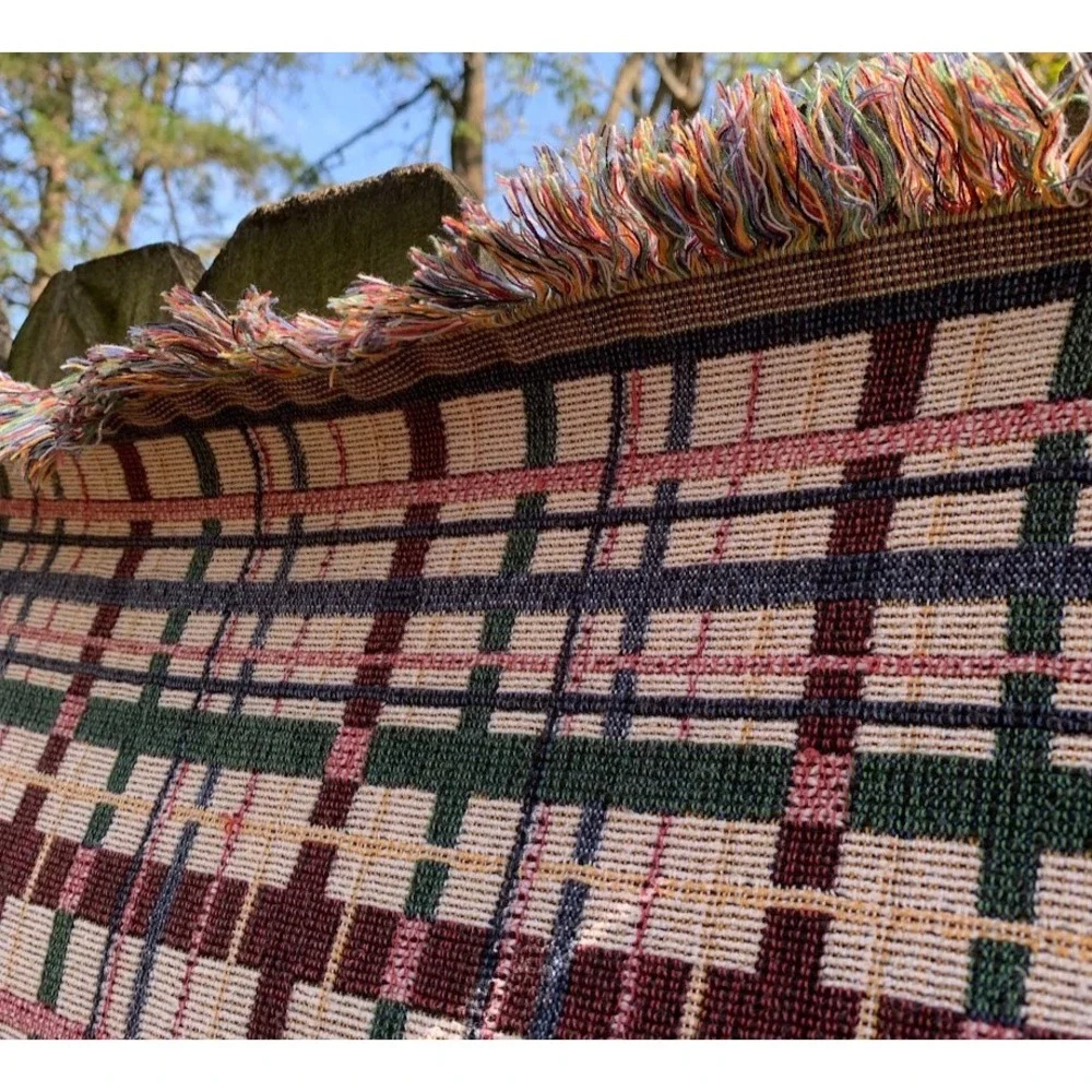 Vintage Raggedy Ann and Andy‎ Dolls Fringed Woven Tapestry Blanket